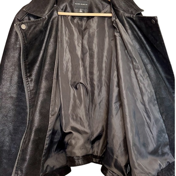 Silver Jeans Co Black Faux Moto Jacket Womens Size 2X - Picture 5 of 11
